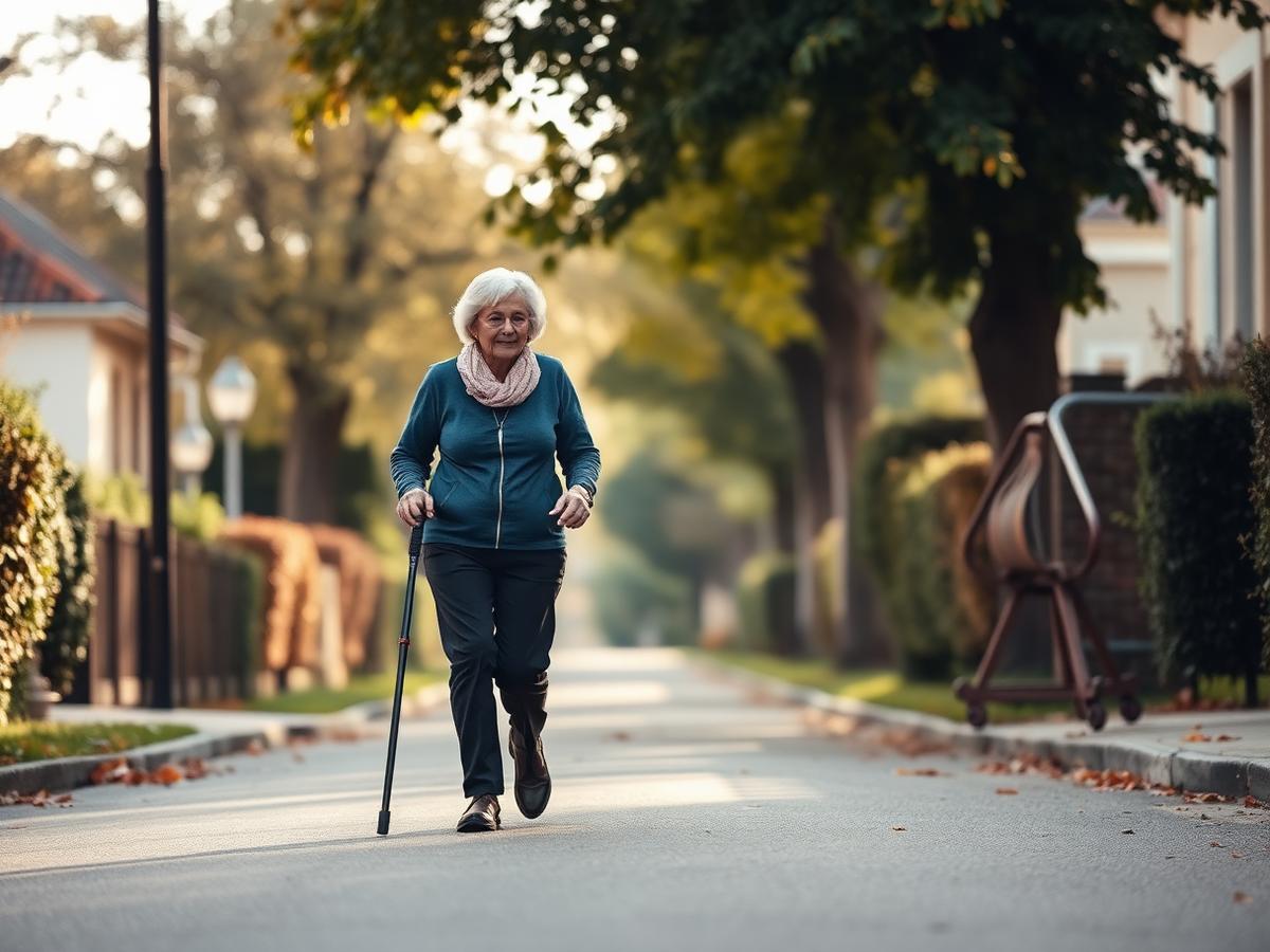 Accompagnement d'une personne âgée lors d'une promenade à l'extérieur